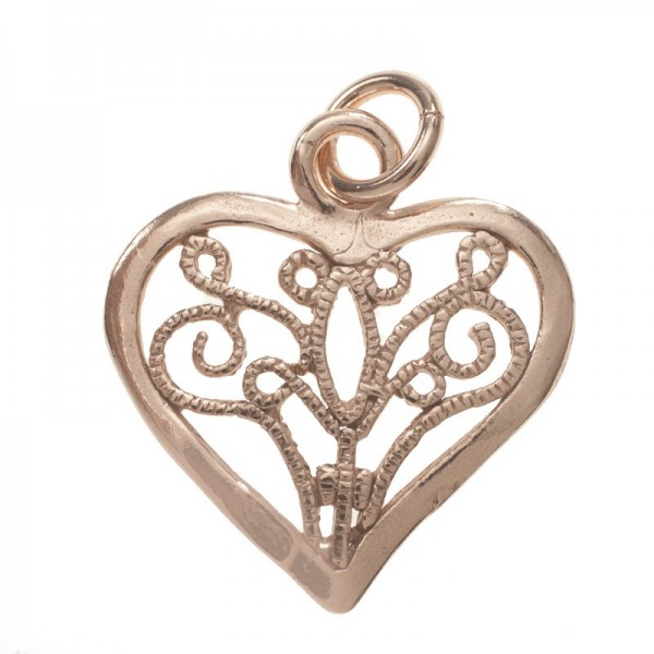 Abalorio colgante corazón chapado en Oro Plata de Ley 925