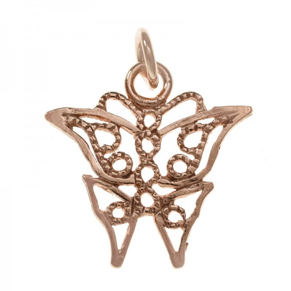 Abalorio colgante mariposa chapado en Oro Plata de Ley 925