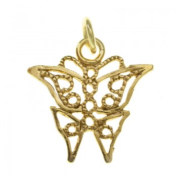 Abalorio colgante mariposa chapado en Oro Plata de Ley 925