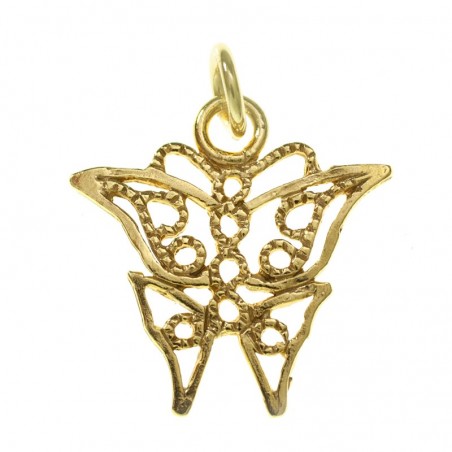Abalorio colgante mariposa chapado en Oro Plata de Ley 925