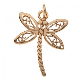 Abalorio colgante libélula chapado en Oro Plata de Ley 925 2