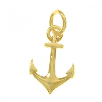 Abalorio colgante ancla chapado en Oro Plata de Ley 925