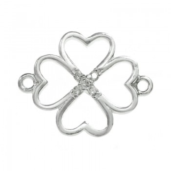 Entrepieza circonia trébol Plata de Ley 925