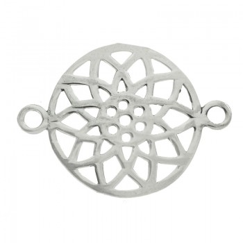 Abalorio entrepieza flor de mandala calado Plata de Ley 925