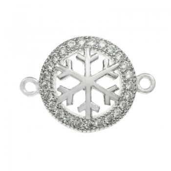 Entrepieza circonia copo de nieve Plata de Ley 925