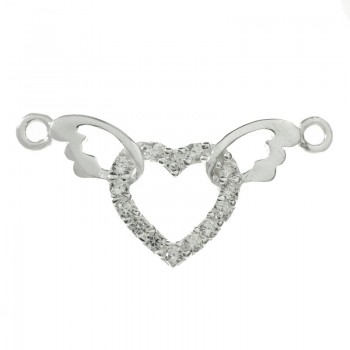 Entrepieza circonia corazón alas Plata de Ley 925