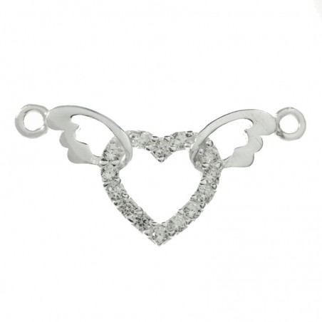 Entrepieza circonia corazón alas Plata de Ley 925