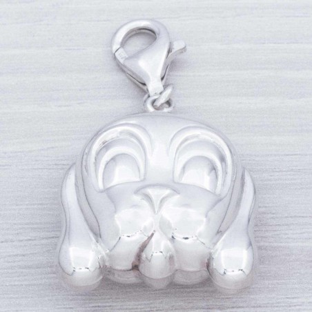 Colgante perro con mosquetón Plata de Ley