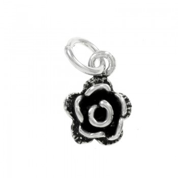Colgante mini flor oxidada Plata de Ley 925