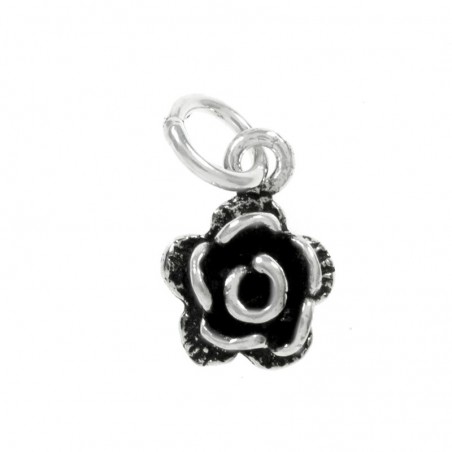 Colgante mini flor oxidada Plata de Ley 925