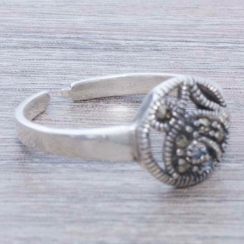 Anillo marquesita redondo ajustable Plata de Ley 925 2