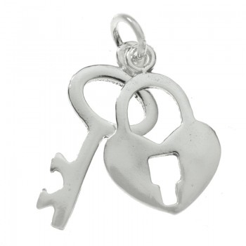 Colgante llave y candado corazón Plata de Ley 925