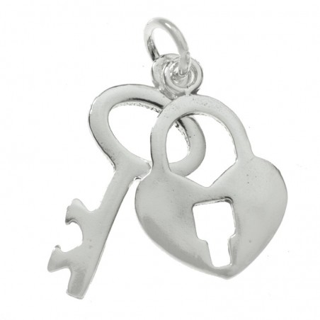 Colgante llave y candado corazón Plata de Ley 925