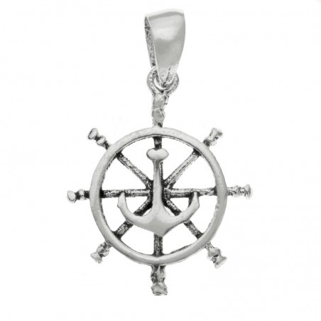 Colgante timón y ancla Plata de Ley 925