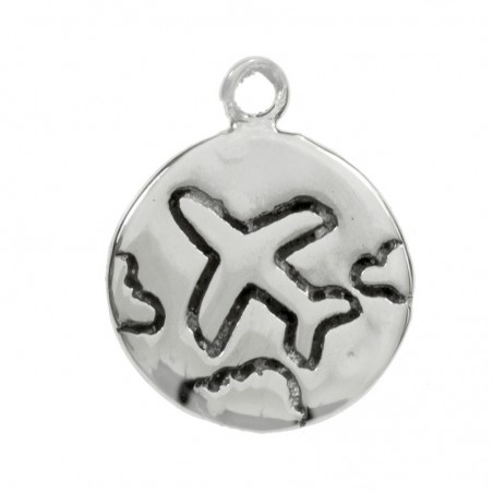 Abalorio colgante avión Plata de Ley 925