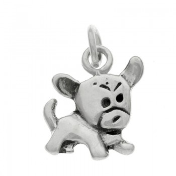 Abalorio colgante perro enfadado animado Plata de Ley 925