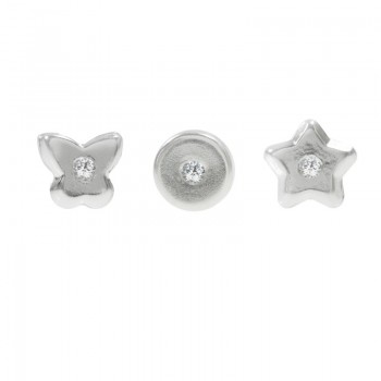 Pendientes infantiles mini Plata de Ley rosca - Karissma