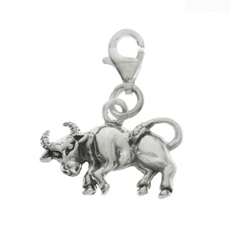 Colgante toro con mosquetón Plata de Ley 925