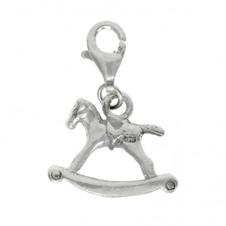 Colgante caballo juguete con mosquetón Plata de Ley 925