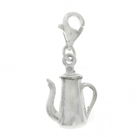 Colgante tetera con mosquetón Plata de Ley 925