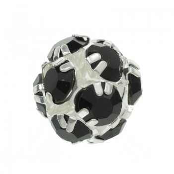Abalorio bola cristales negros Plata de Ley | Karissma