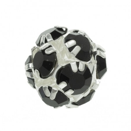 Abalorio bola cristales negros Plata de Ley | Karissma