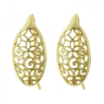 Gancho pendientes filigrana chapada en Oro