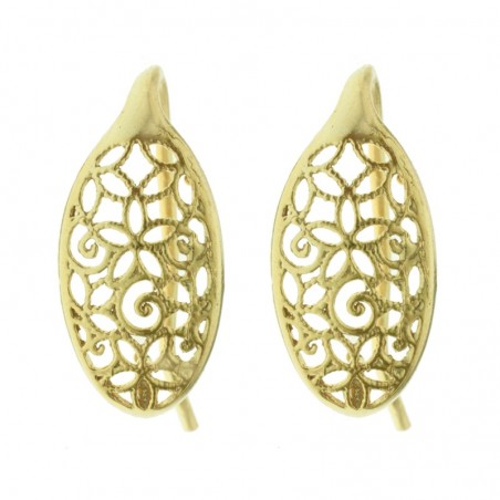 Gancho pendientes filigrana chapada en Oro
