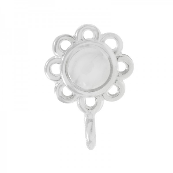 Base pendientes flor con mariposa Plata de Ley 925