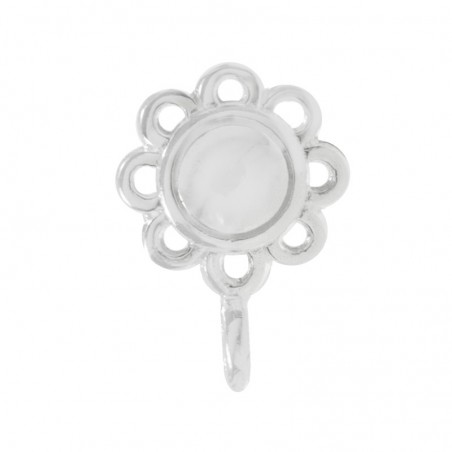 Base pendientes flor con mariposa Plata de Ley 925