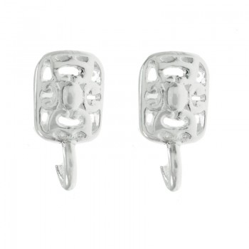Base pendientes rectangular con mariposa Plata de Ley 925