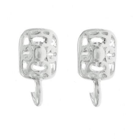 Base pendientes rectangular con mariposa Plata de Ley 925
