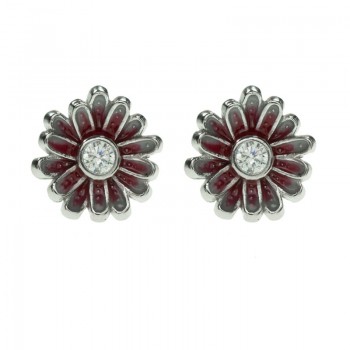 Pendientes margarita roja Plata de Ley - Karissma