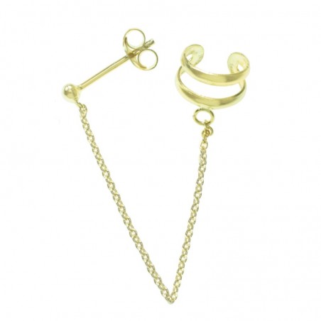 Pendientes ear cuff dorado cadena y bolita Plata de Ley - Karissma