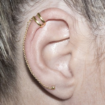 Ear cuff dorado cadena y...