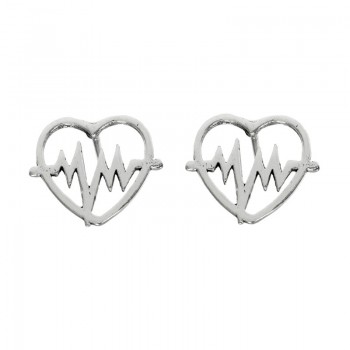Pendientes corazón electrocardiograma Plata de Ley - Karissma