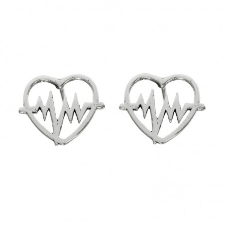 Pendientes corazón electrocardiograma Plata de Ley - Karissma