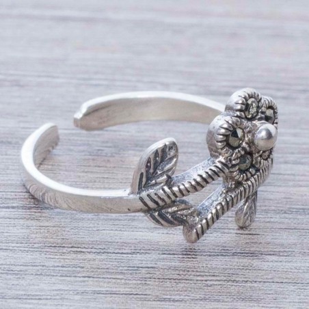 Anillo marquesita flor Plata de Ley 925