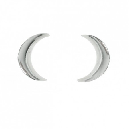Pendientes luna invertida ancha Plata de Ley
