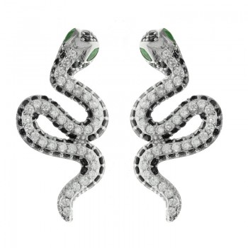 Pendientes serpiente glam bicolor Plata de Ley - Karissma