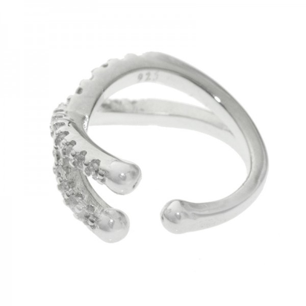 Pendiente ear cuff cruzado Plata de Ley - Karissma