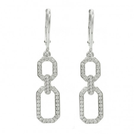 Pendientes cadena con circonitas Plata de Ley - Karissma