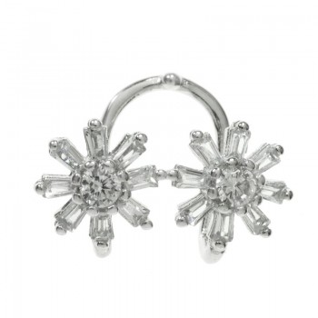 Ear cuff flores circonita baguette Plata de Ley - Karissma
