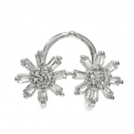 Ear cuff flores circonita baguette Plata de Ley - Karissma