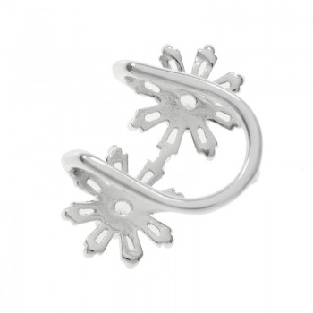 Ear cuff flores circonita baguette Plata de Ley - Karissma 2