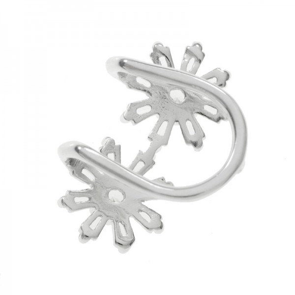 Ear cuff flores circonita baguette Plata de Ley - Karissma