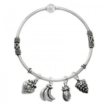 Pulsera rígida Bali frutas Plata de Ley 925 | Karissma