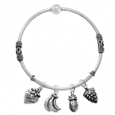 Pulsera rígida Bali frutas Plata de Ley 925 | Karissma