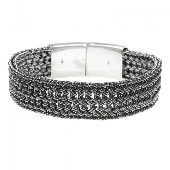 Pulsera trenzada oxidada Plata de Ley 925 | Karissma