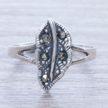 Anillo hoja con marquesita Plata de Ley 925